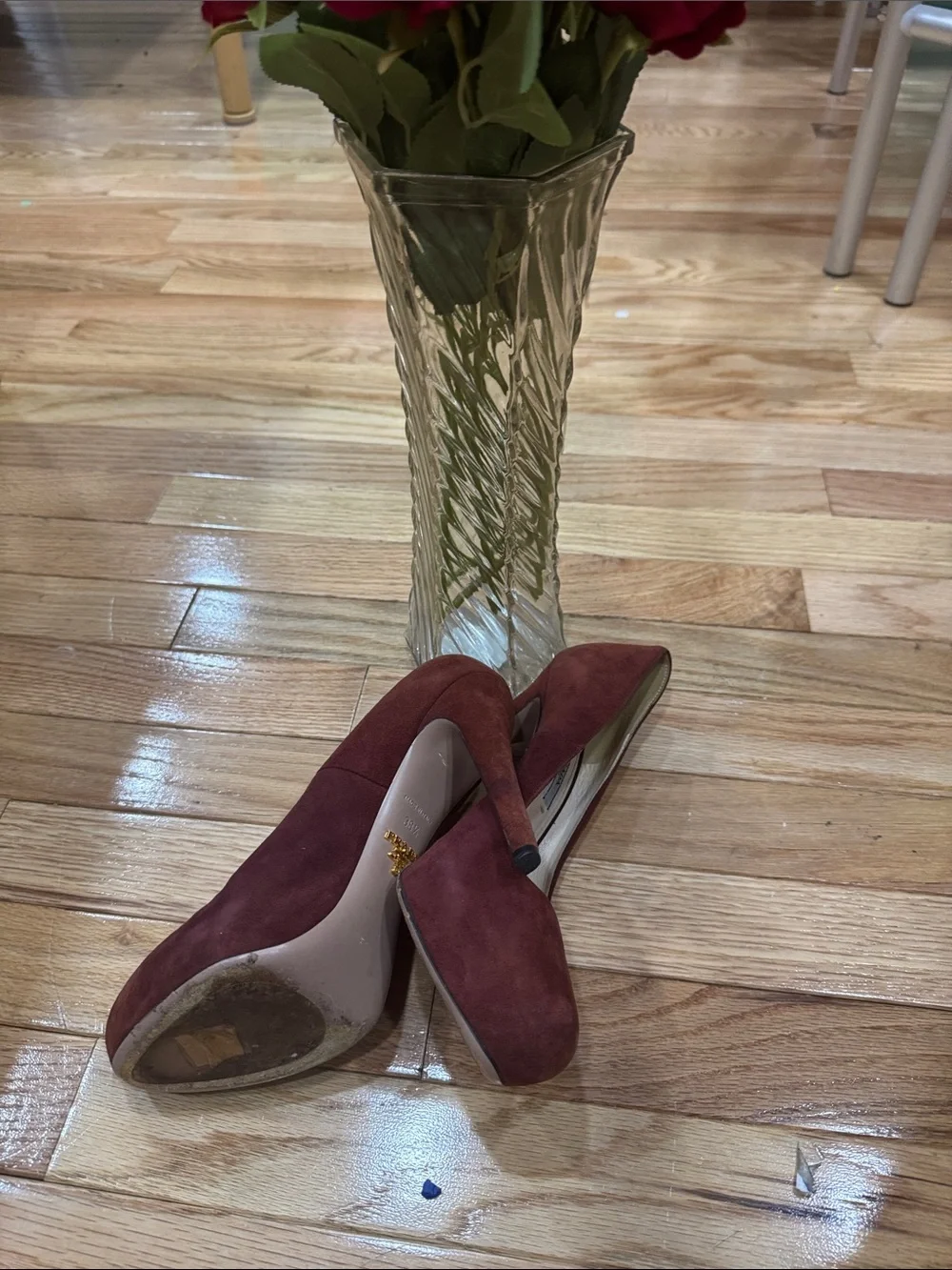 Prada Burgundy Suede Pumps